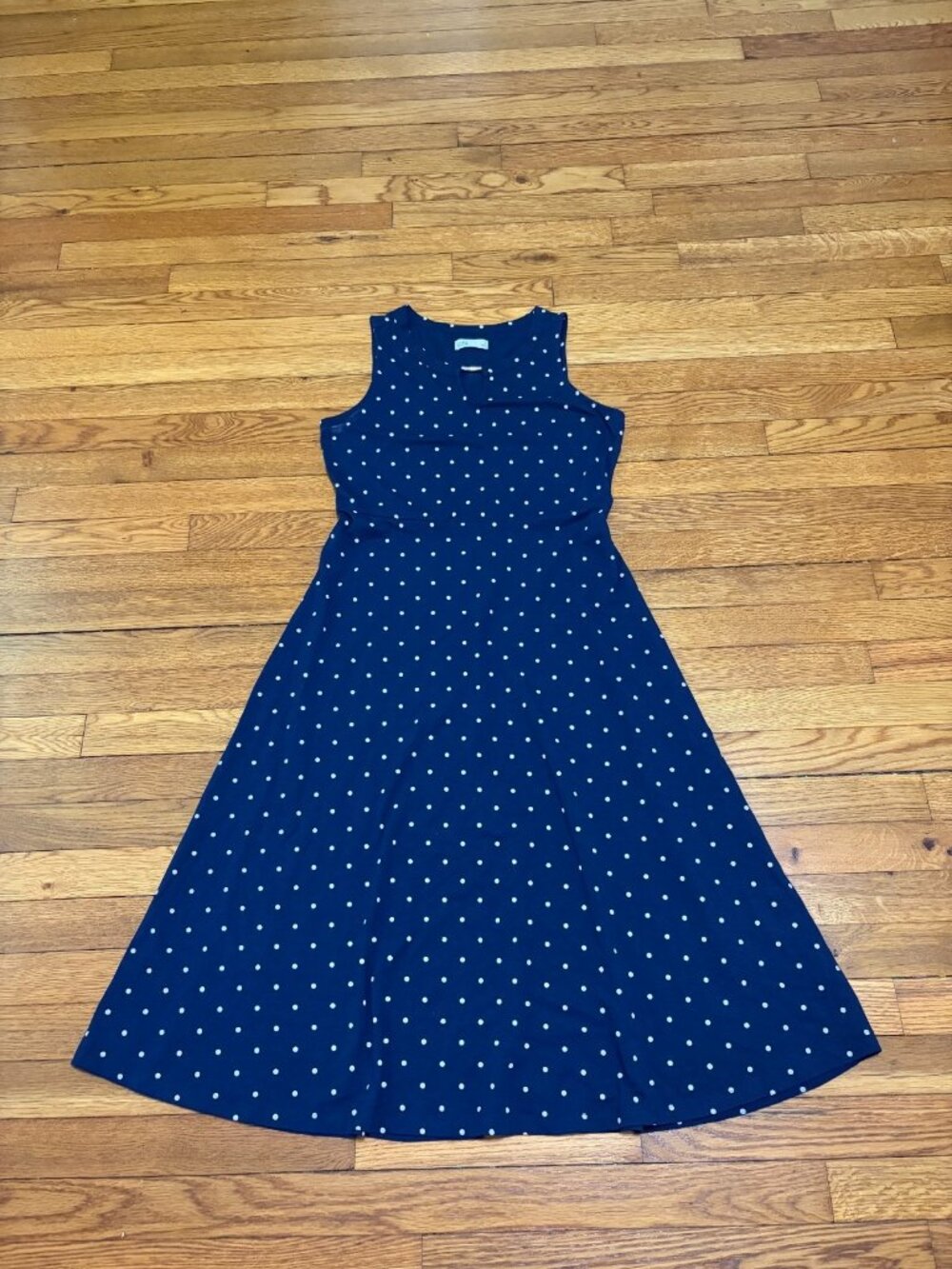 Croft & Barrow Womens Dress Size Small Blue White Polka Dot Sleeveless Fit Flare